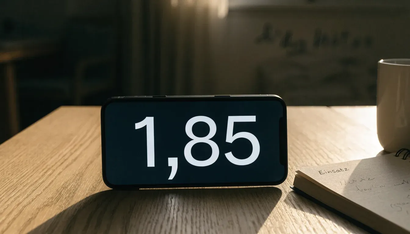 Ein Smartphone mit dunklem Display liegt auf einem Holztisch neben einem Notizbuch, durch das Fenster fällt Abendlicht.